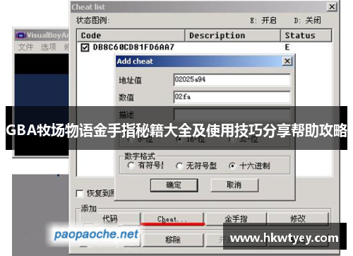 GBA牧场物语金手指秘籍大全及使用技巧分享帮助攻略
